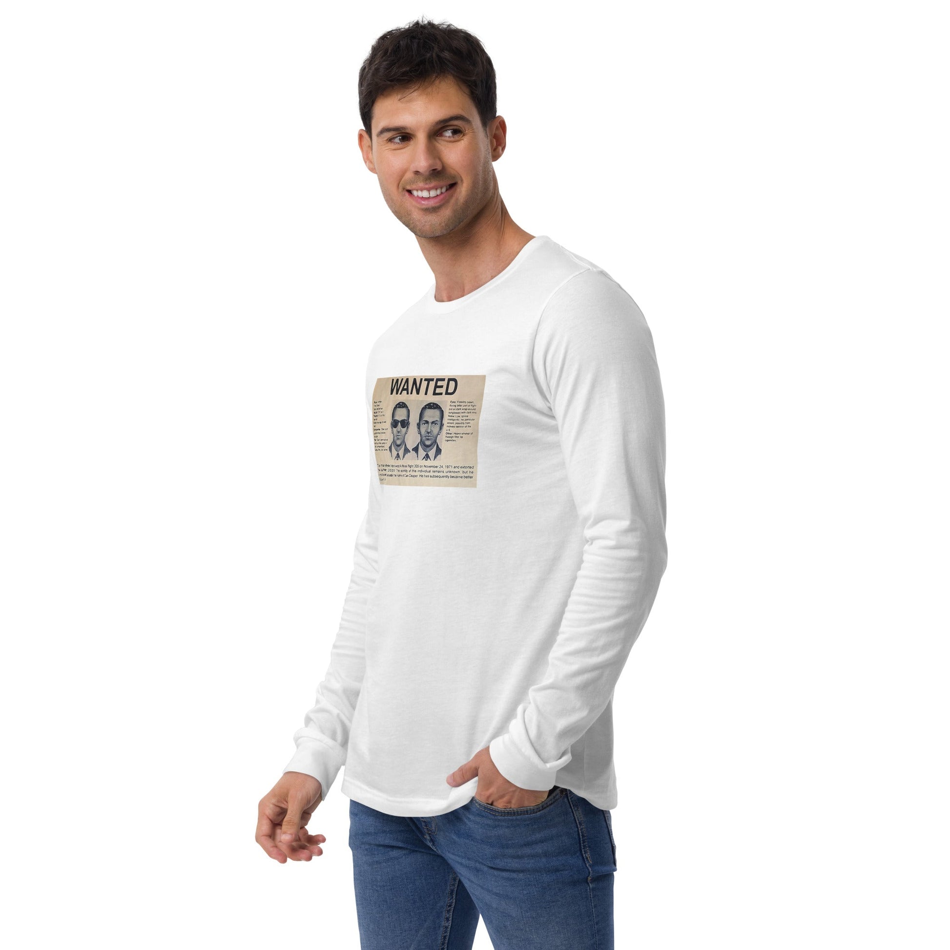 D B Cooper - Wanted Poster Unisex Long Sleeve Tee - Propaganda Department