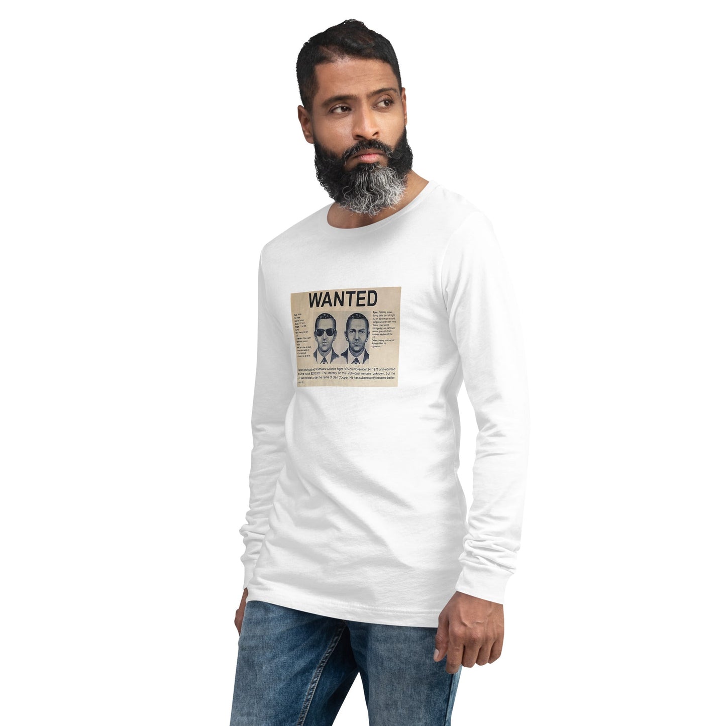 D B Cooper - Wanted Poster Unisex Long Sleeve Tee - Propaganda Department