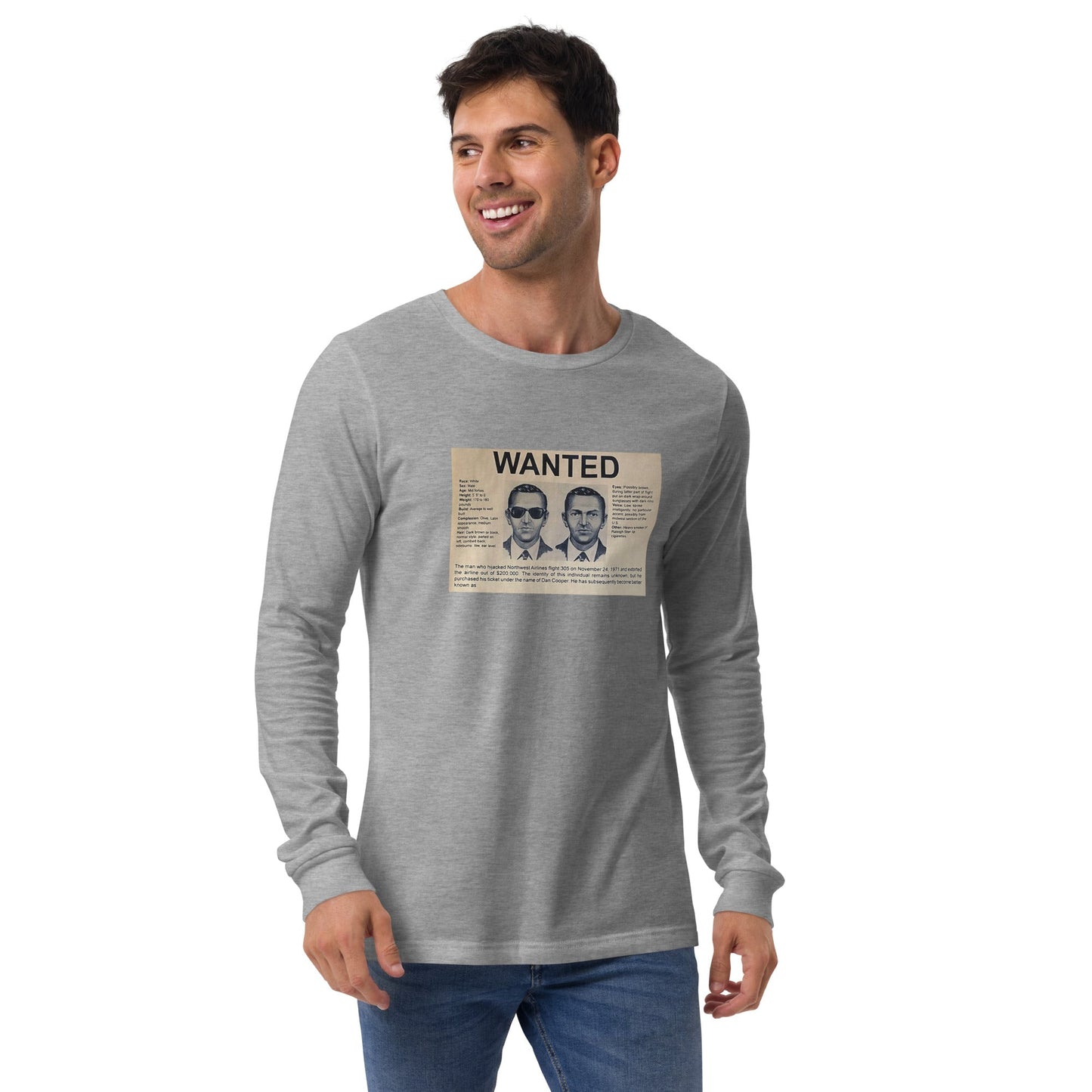 D B Cooper - Wanted Poster Unisex Long Sleeve Tee - Propaganda Department