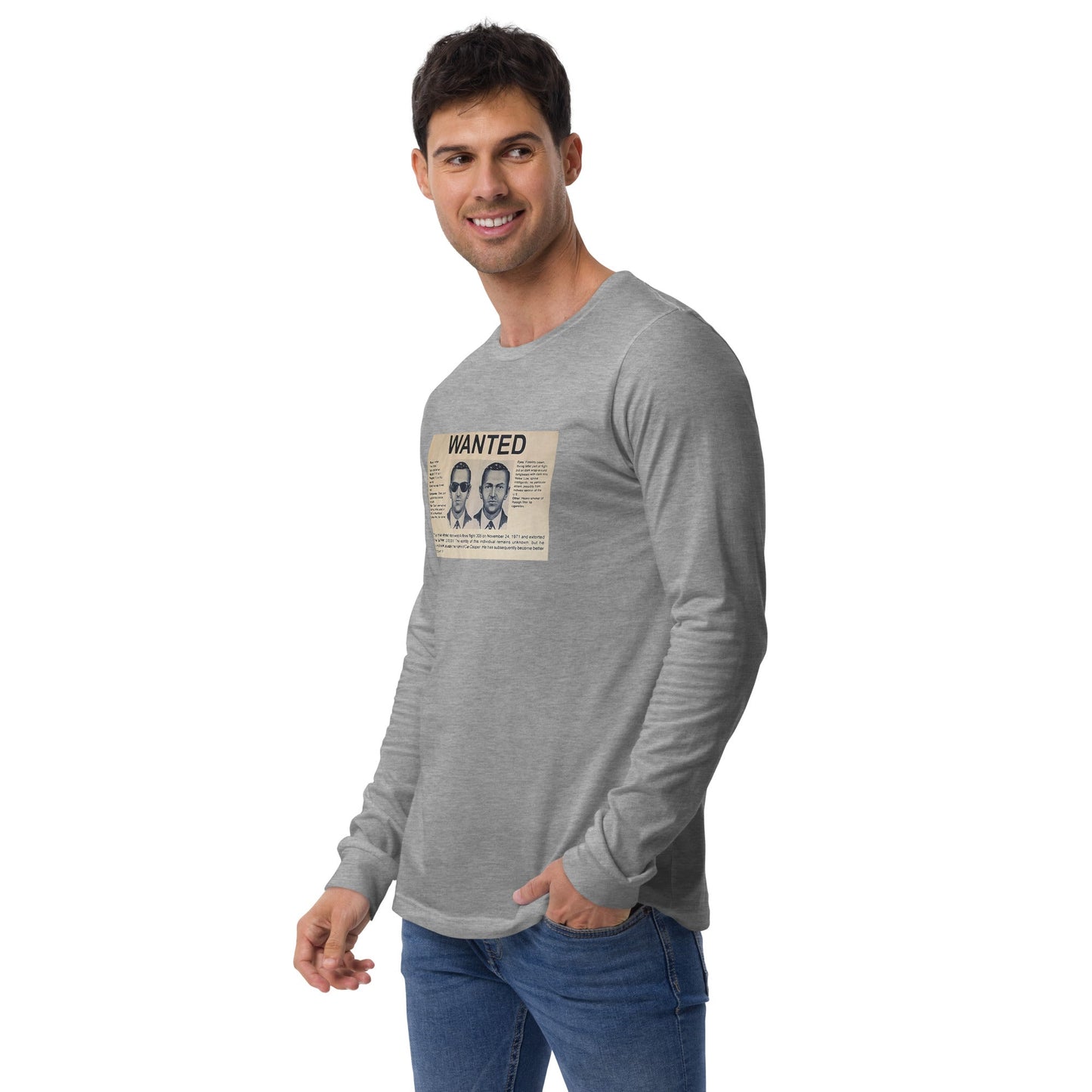 D B Cooper - Wanted Poster Unisex Long Sleeve Tee - Propaganda Department
