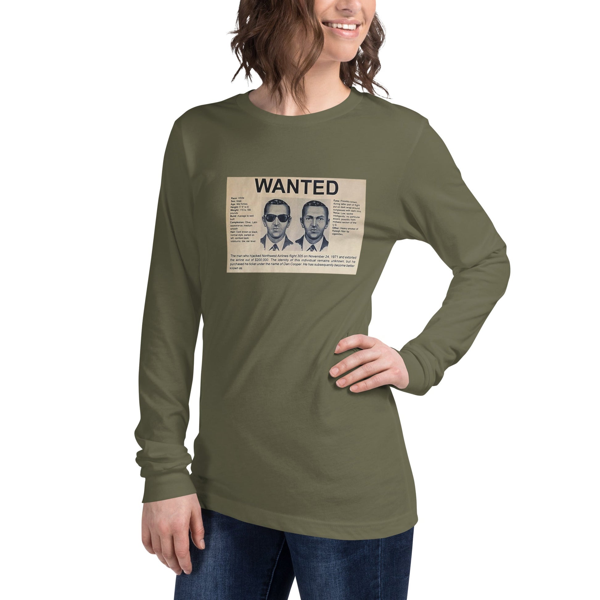 D B Cooper - Wanted Poster Unisex Long Sleeve Tee - Propaganda Department