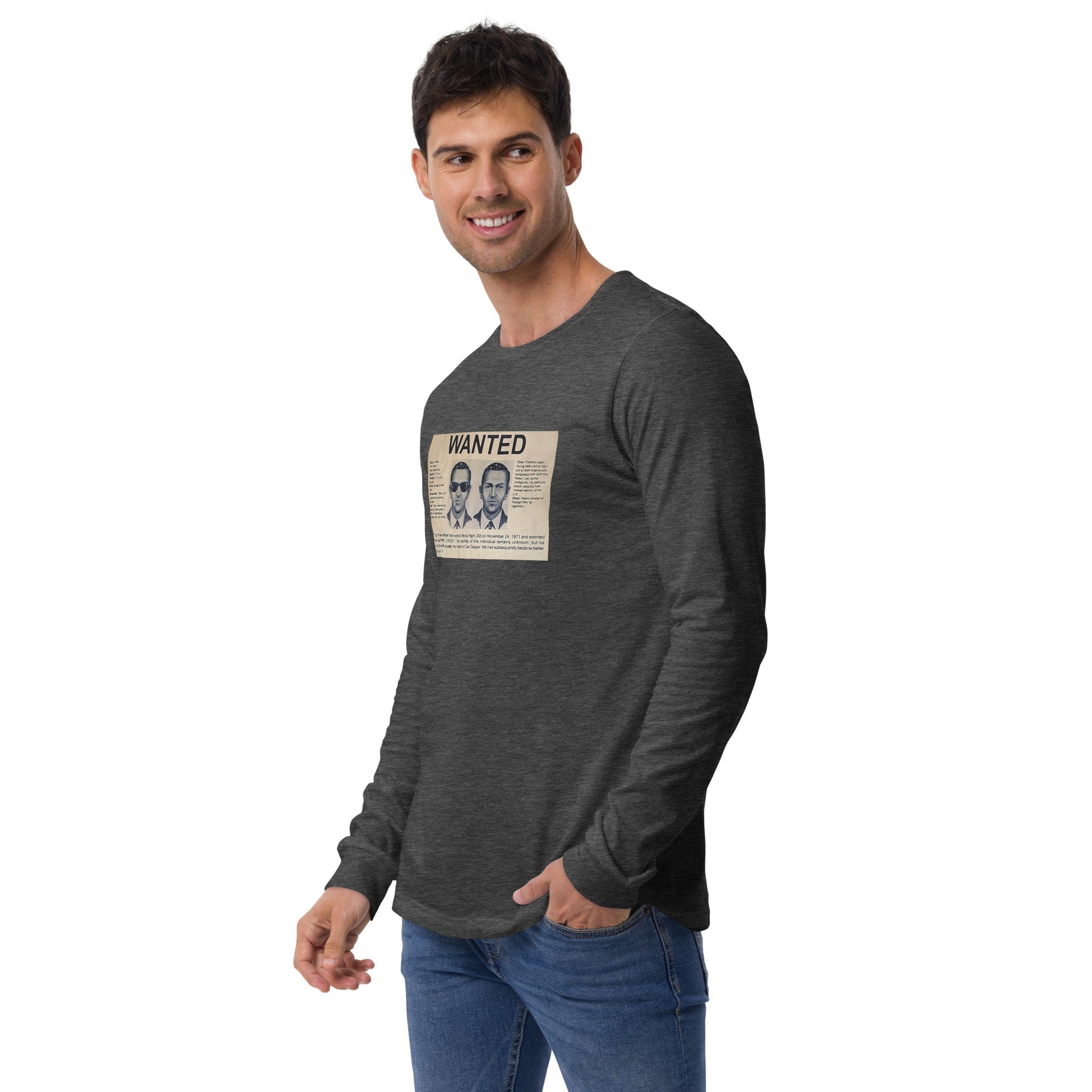 D B Cooper - Wanted Poster Unisex Long Sleeve Tee - Propaganda Department