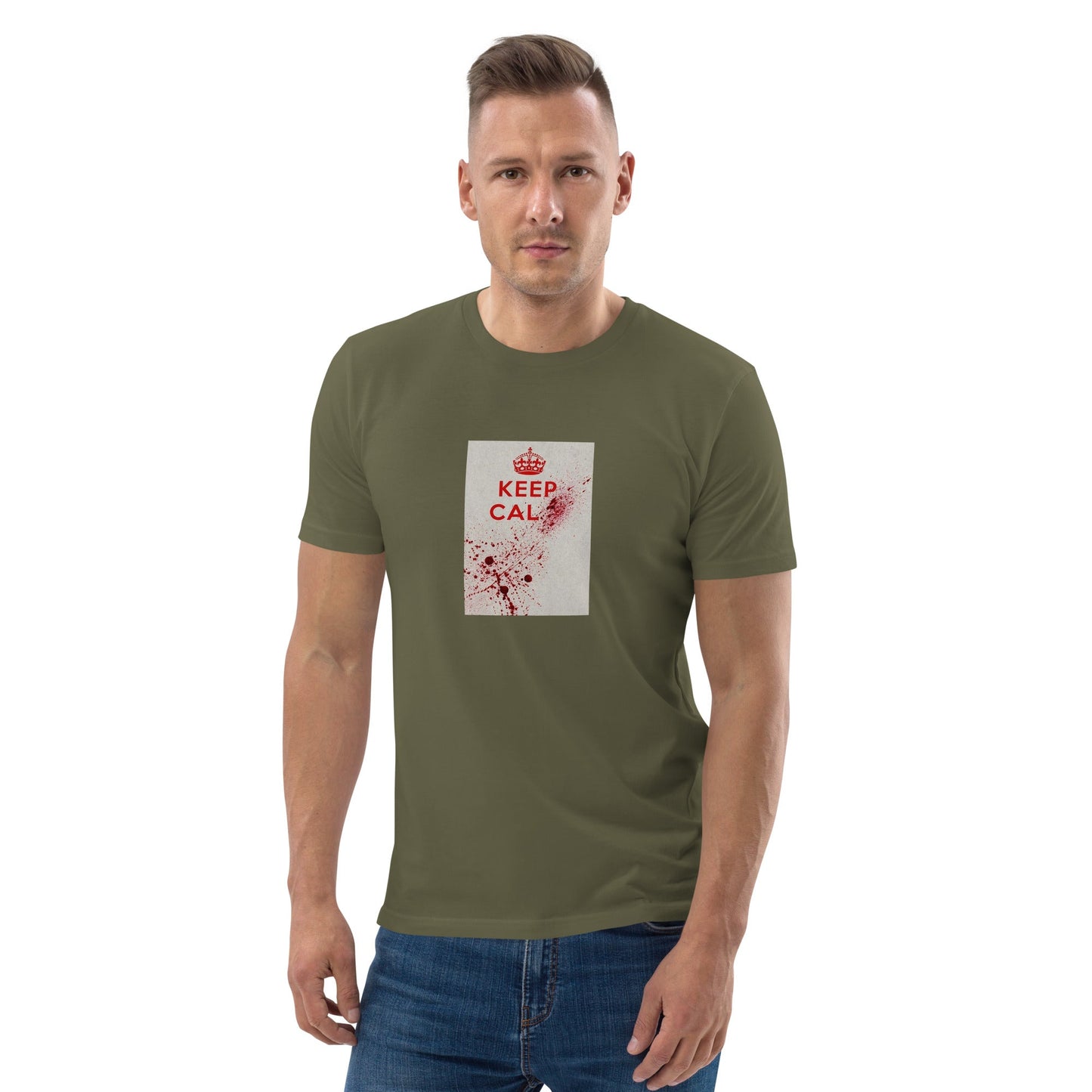 Keep Calm and Carry On 1939 British wartime poster organic cotton t-shirt, Pen vs Sword