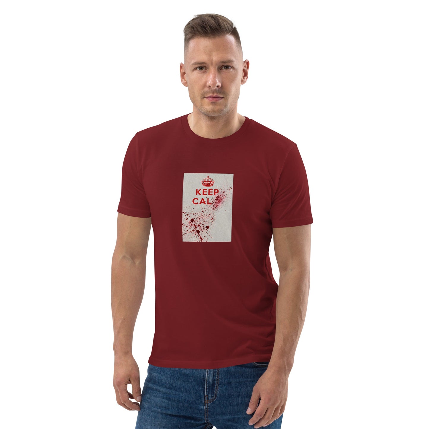 Keep Calm and Carry On 1939 British wartime poster organic cotton t-shirt, Pen vs Sword