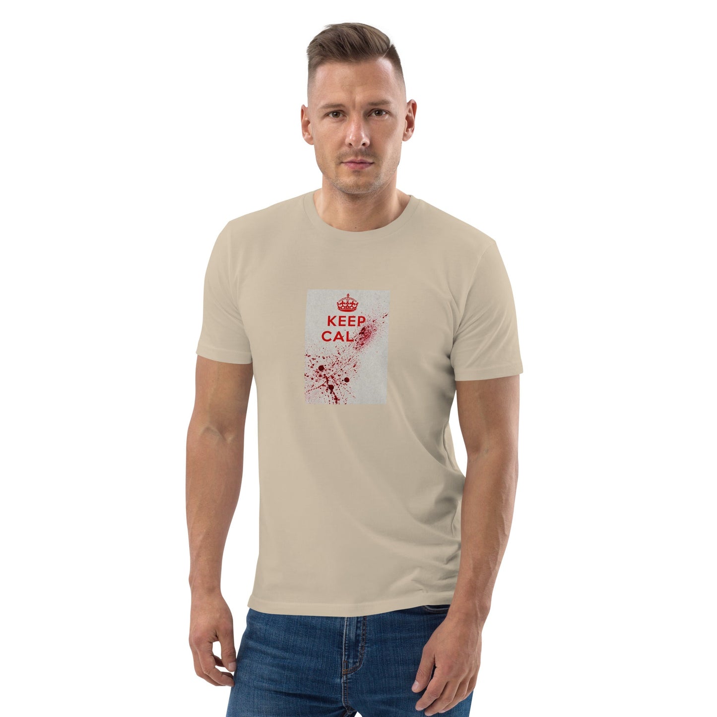 Keep Calm and Carry On 1939 British wartime poster organic cotton t-shirt, Pen vs Sword