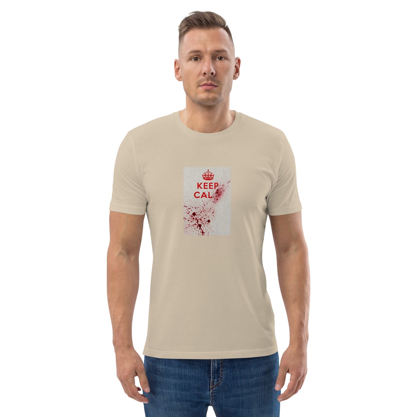 Keep Calm and Carry On 1939 British wartime poster organic cotton t-shirt, Pen vs Sword
