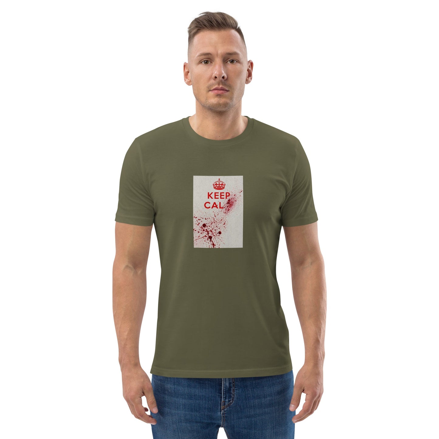 Keep Calm and Carry On 1939 British wartime poster organic cotton t-shirt, Pen vs Sword
