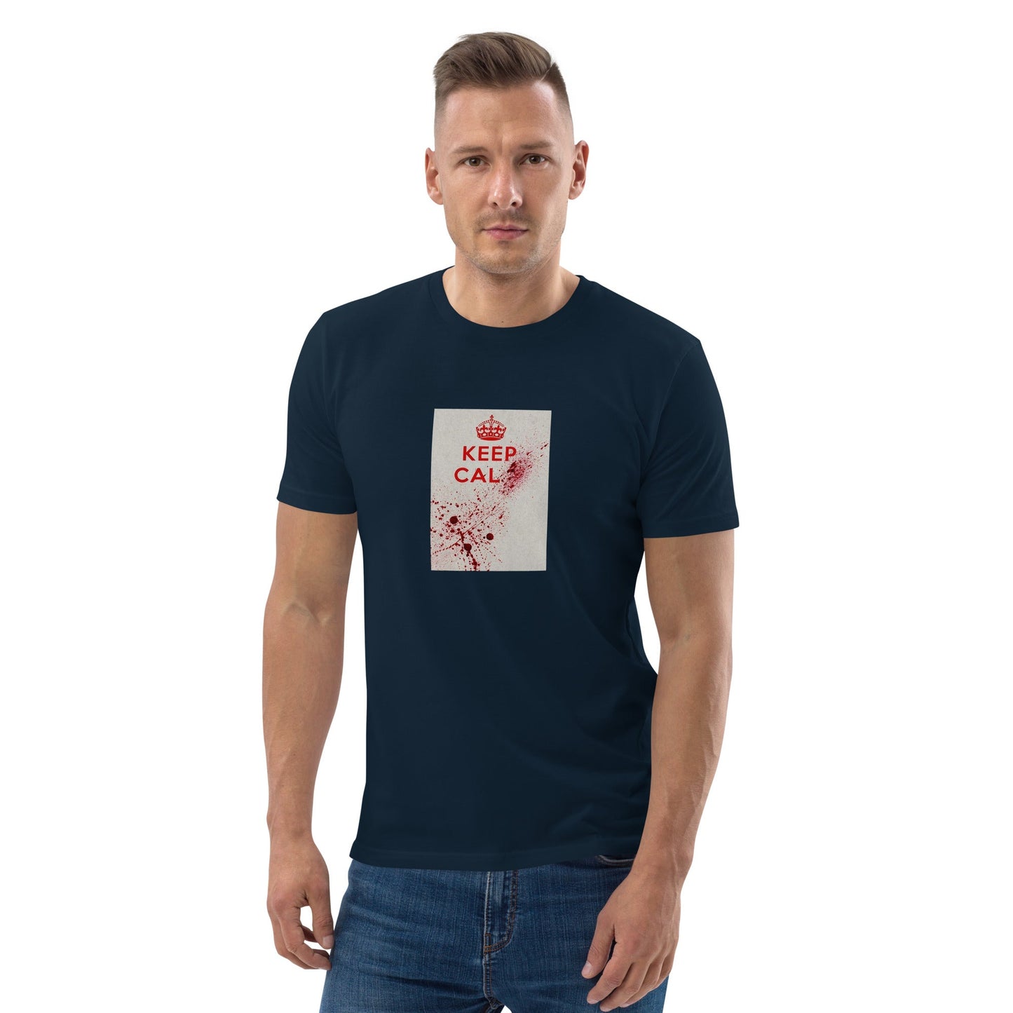 Keep Calm and Carry On 1939 British wartime poster organic cotton t-shirt, Pen vs Sword