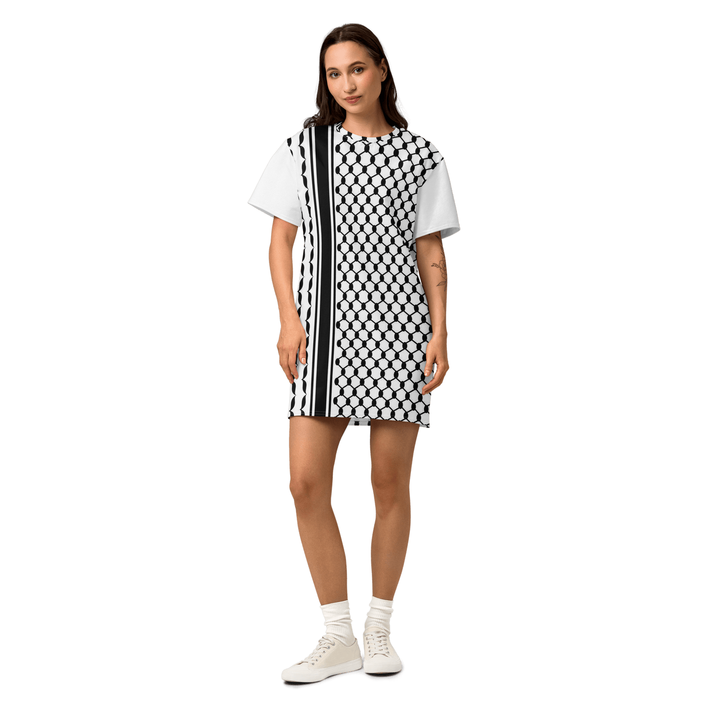 Keffiyeh Pattern Palestine Solidarity Cotton Dress
