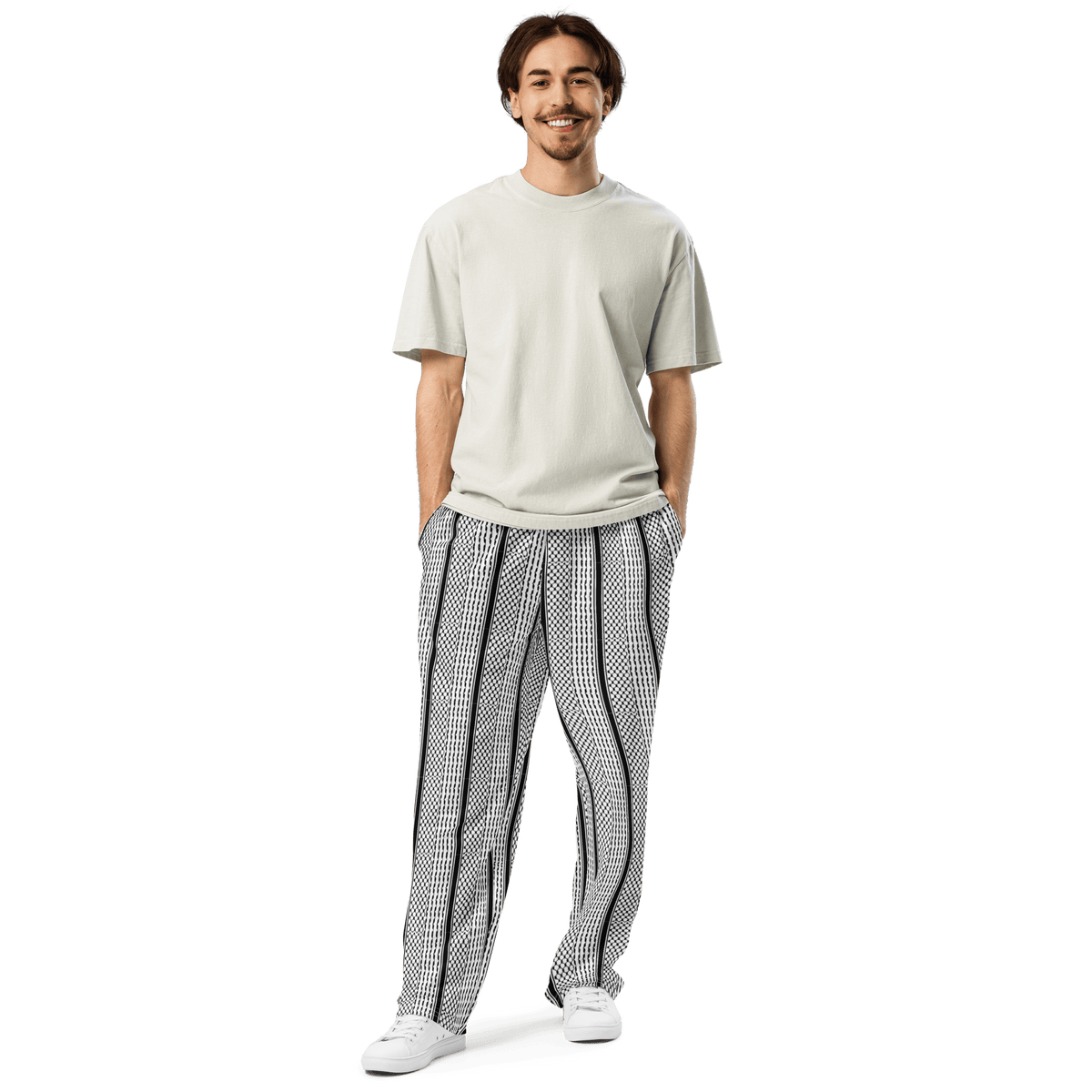 Keffiyeh Pattern Palestine Solidarity Wide-Leg Joggers