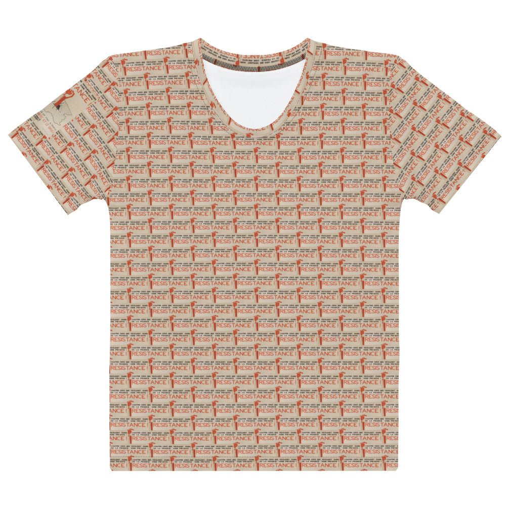 May '68 all-over print women's t-shirt, Paris 1968 protest fashion, Pen vs Sword