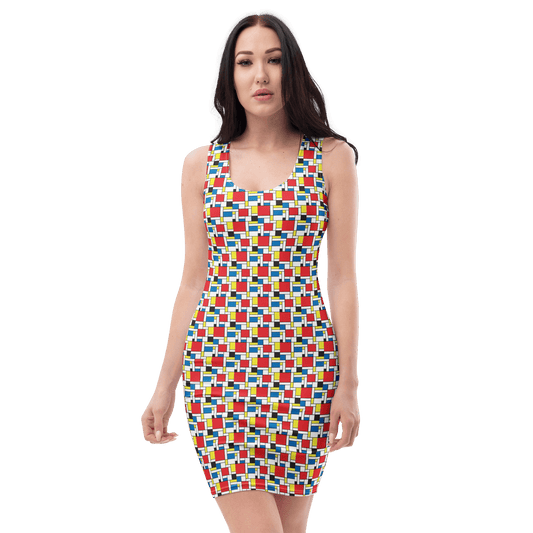 Mondrian De Stijl Pattern Bodycon Dress