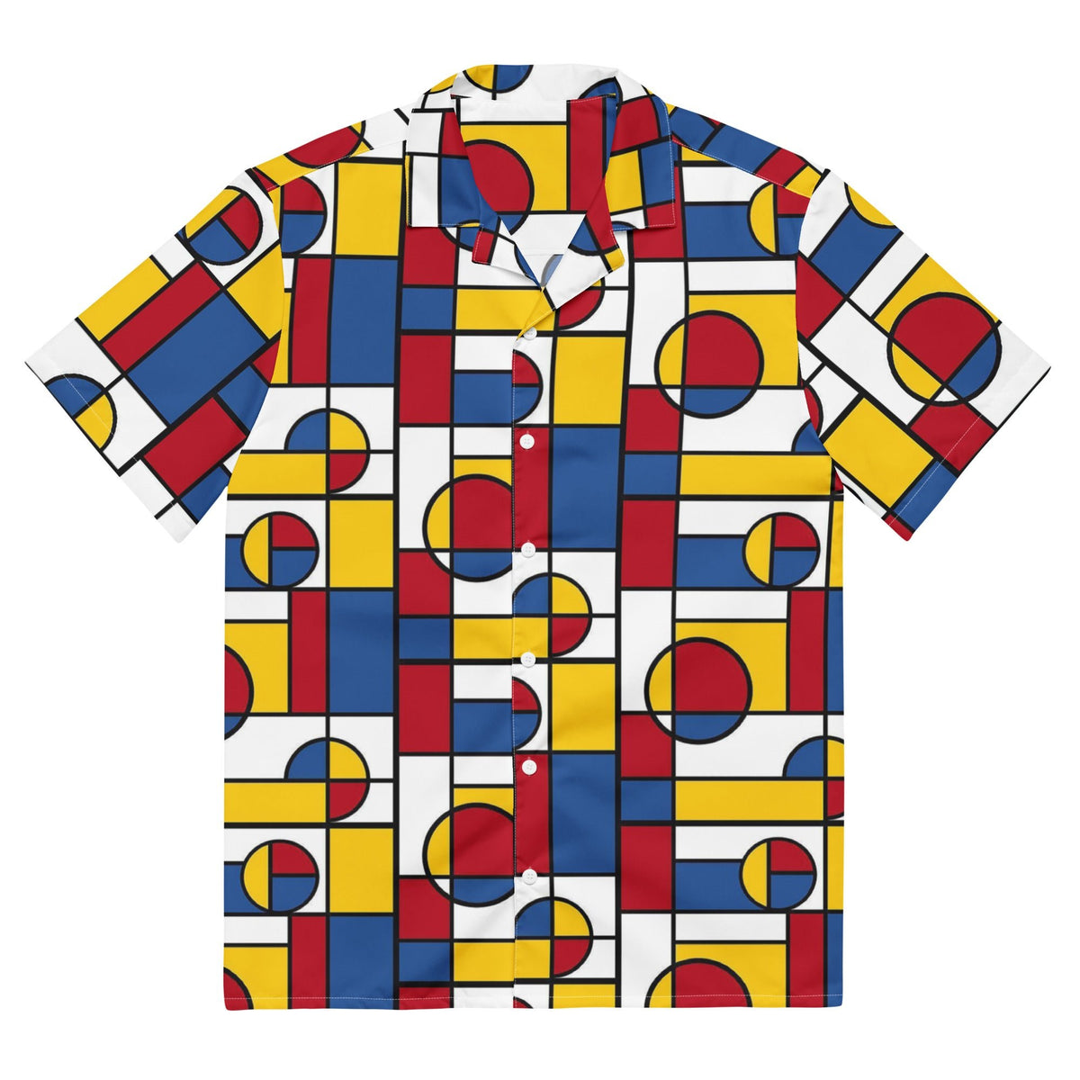 Mondrian Circle De Stijl Unisex Button Shirt