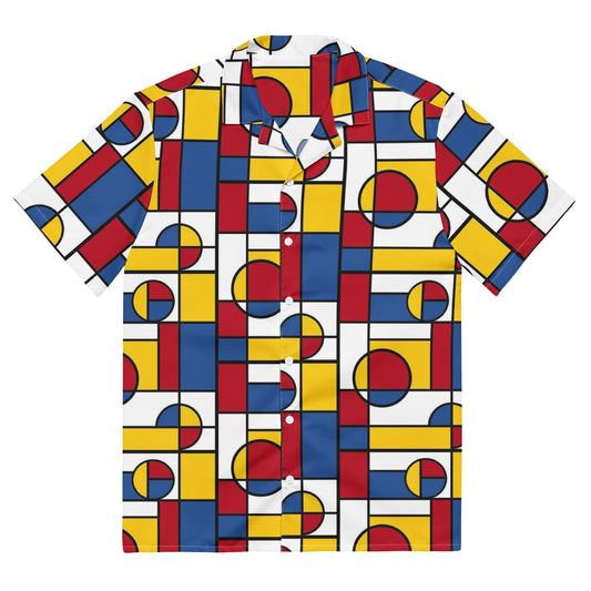 Mondrian Circle De Stijl Unisex Button Shirt
