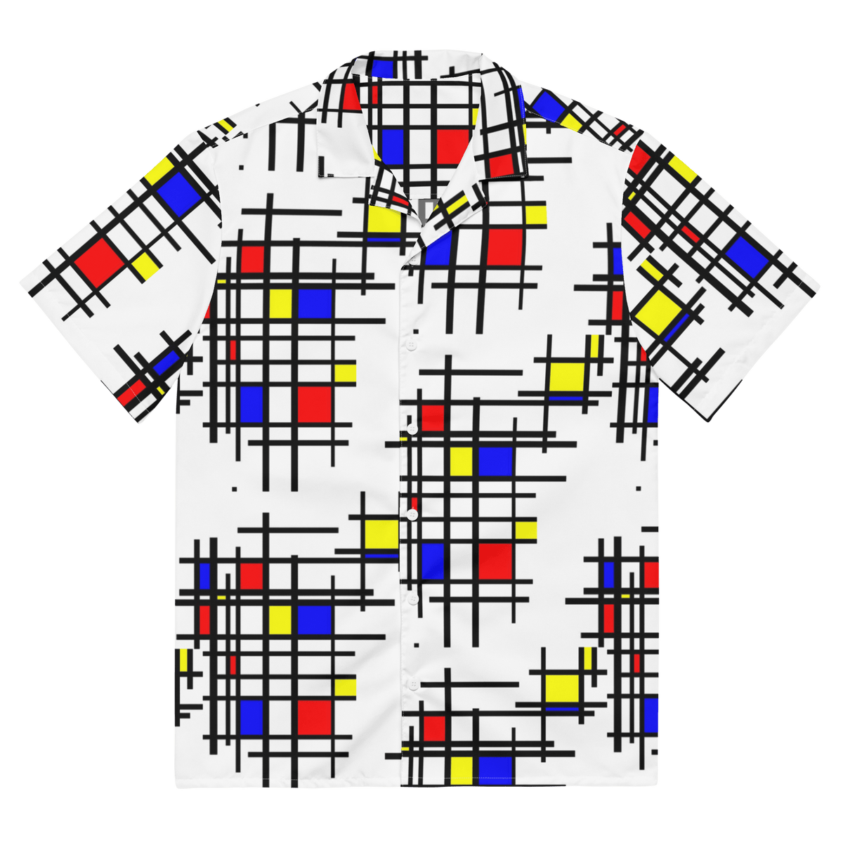Mondrian Grid De Stijl Unisex Button Shirt