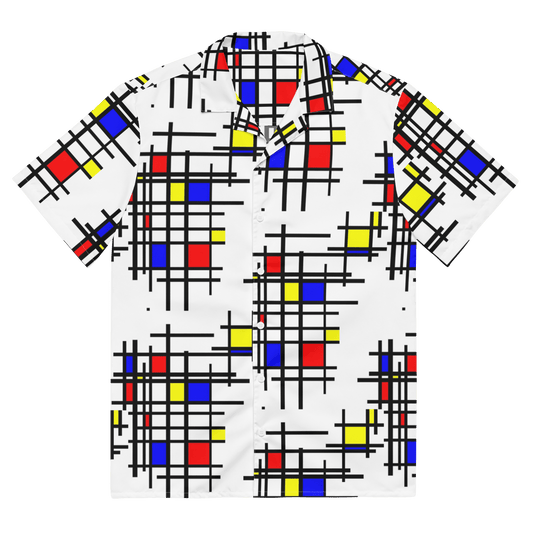 Mondrian Grid De Stijl Unisex Button Shirt