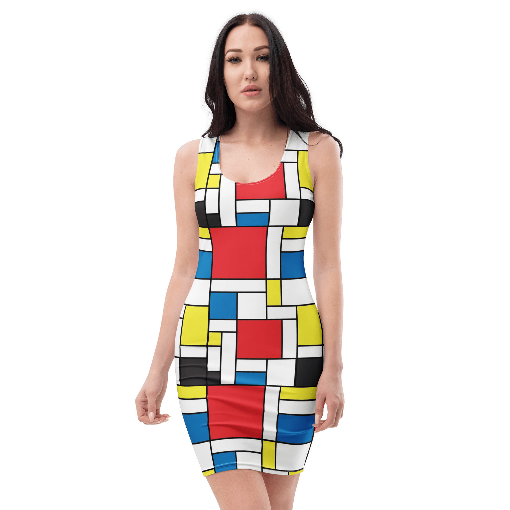 Mondrian Square De Stijl Cotton Bodycon Dress