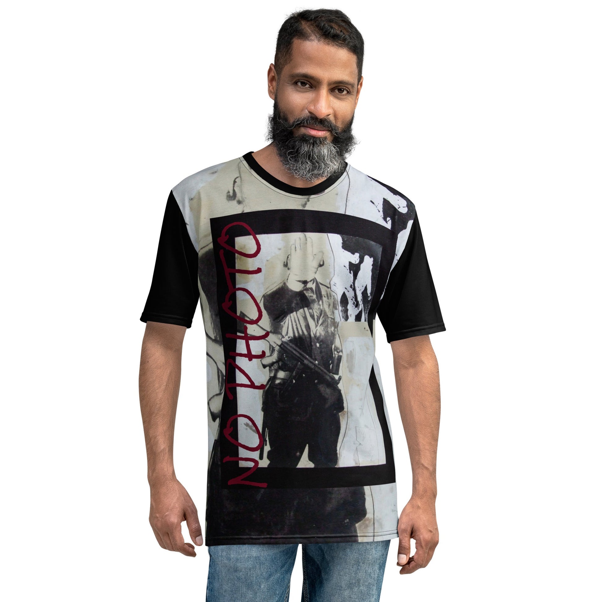 Peter Kennard No Photo men's t-shirt, censorship and press freedom protest art, Pen vs Sword