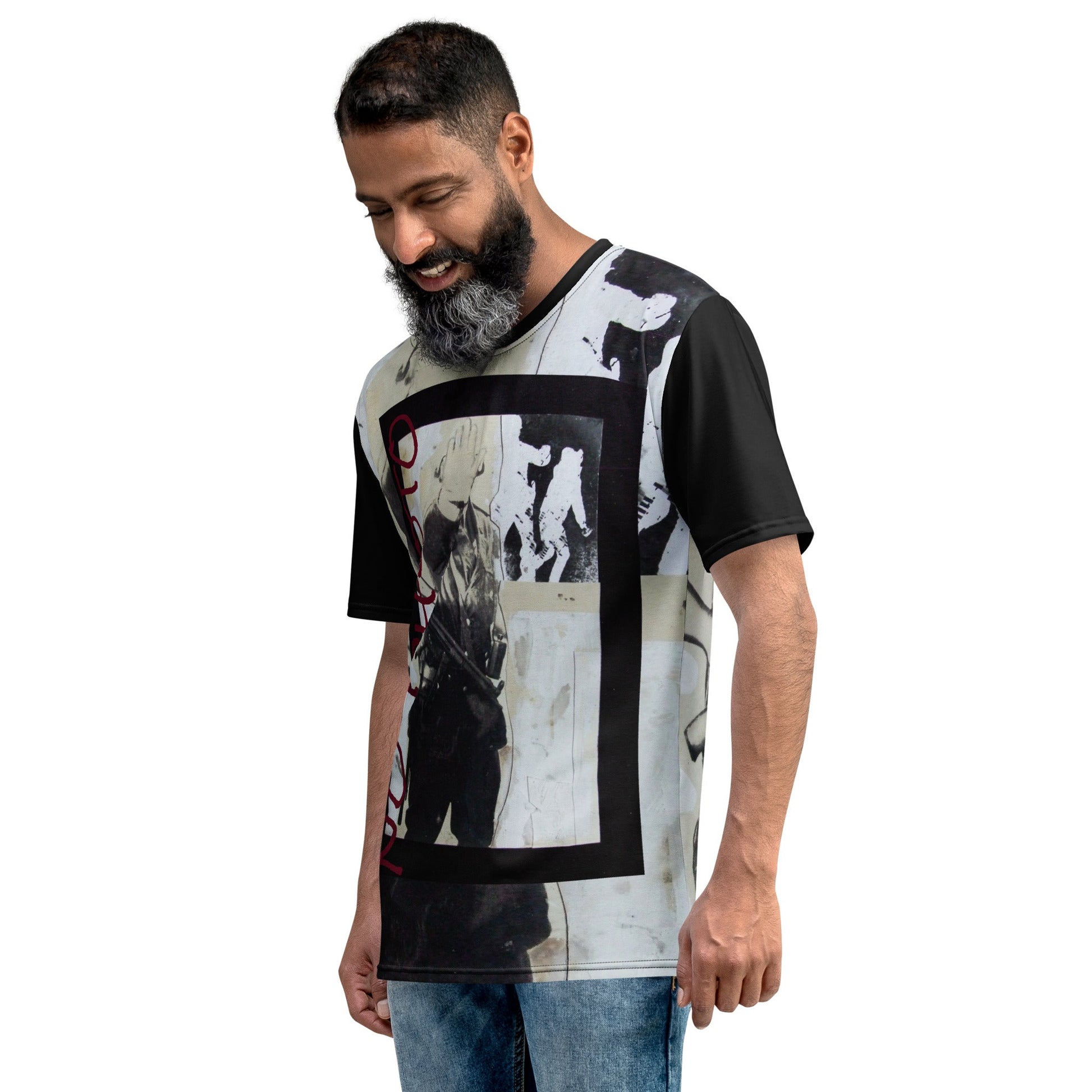 Peter Kennard No Photo men's t-shirt, censorship and press freedom protest art, Pen vs Sword