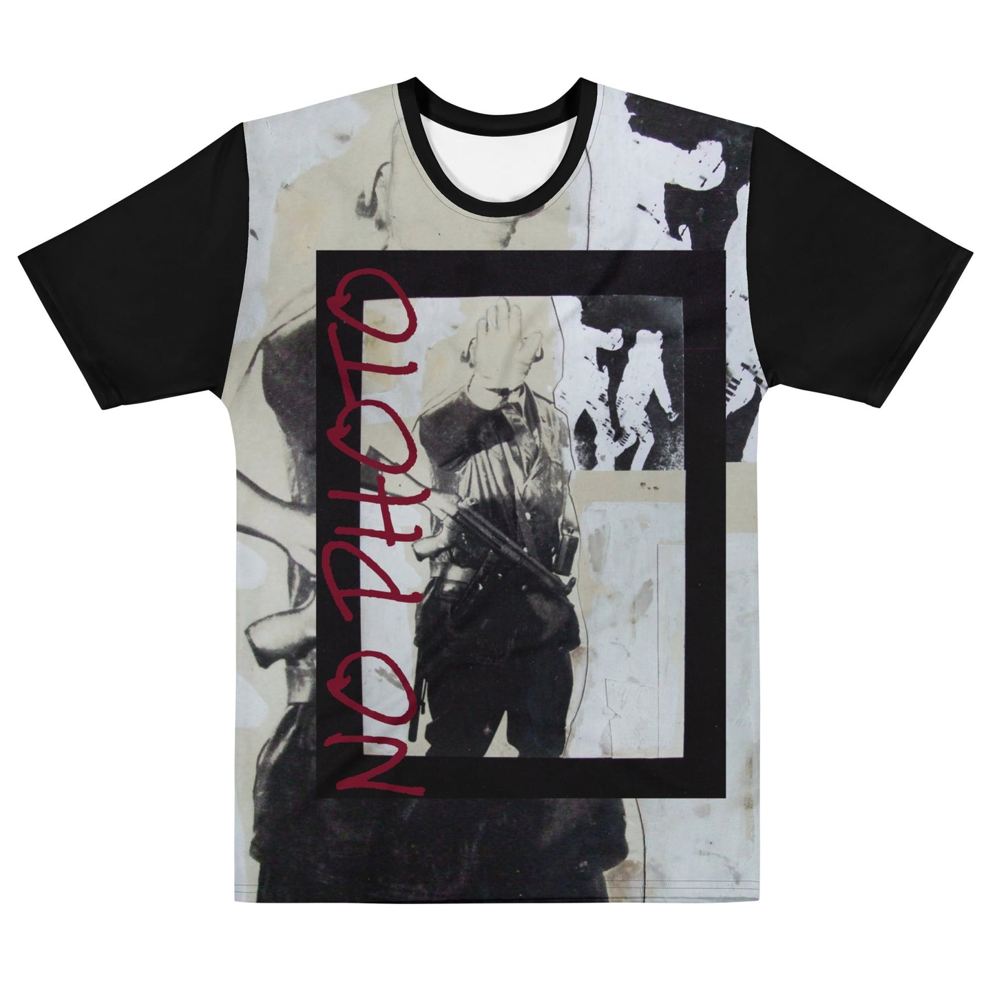 Peter Kennard No Photo men's t-shirt, censorship and press freedom protest art, Pen vs Sword