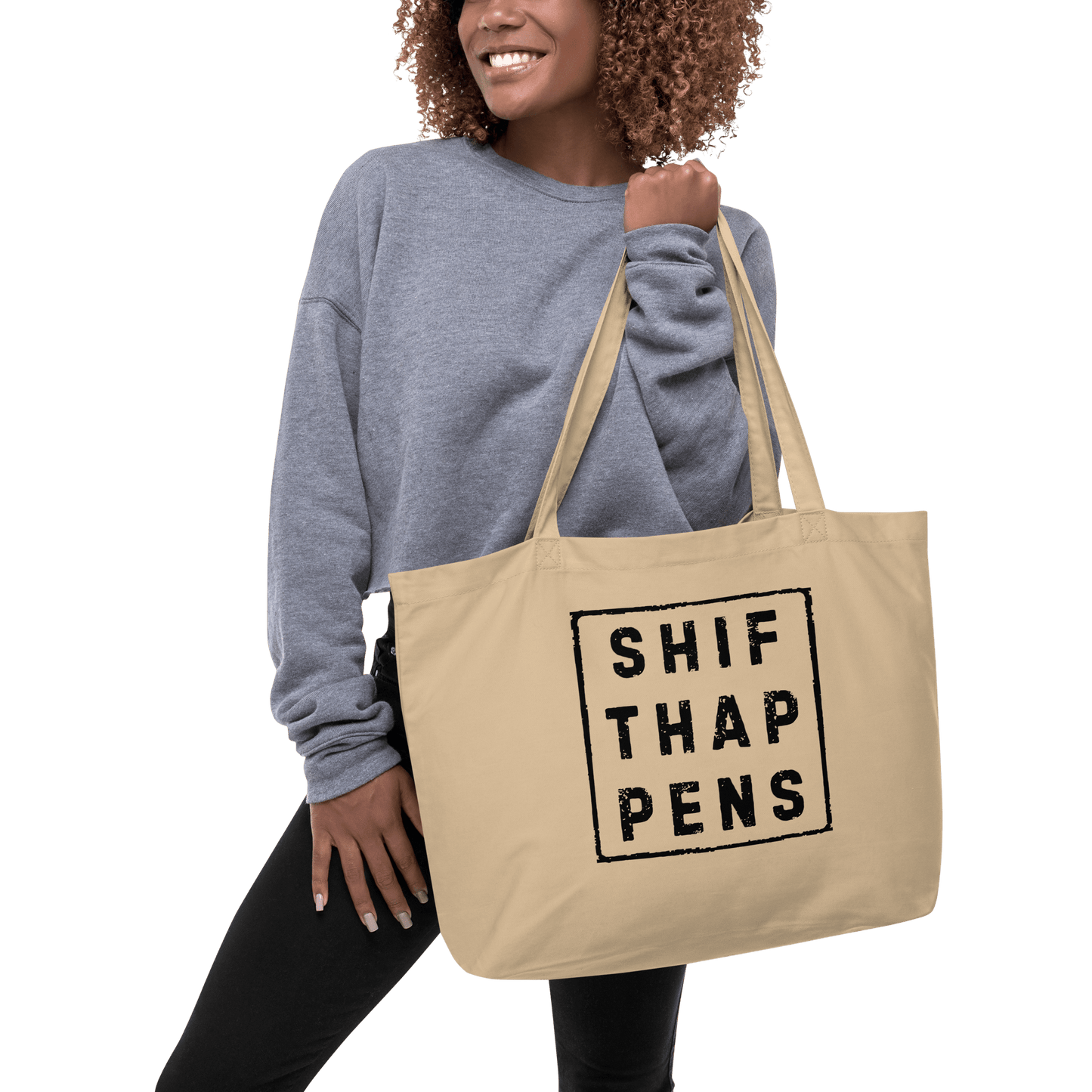 Shift Happens Large Organic Cotton Tote Bag