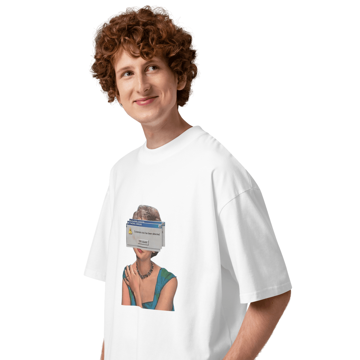 Try Again - Existential Crisis Unisex organic oversized high neck t-shirt - Propaganda Department