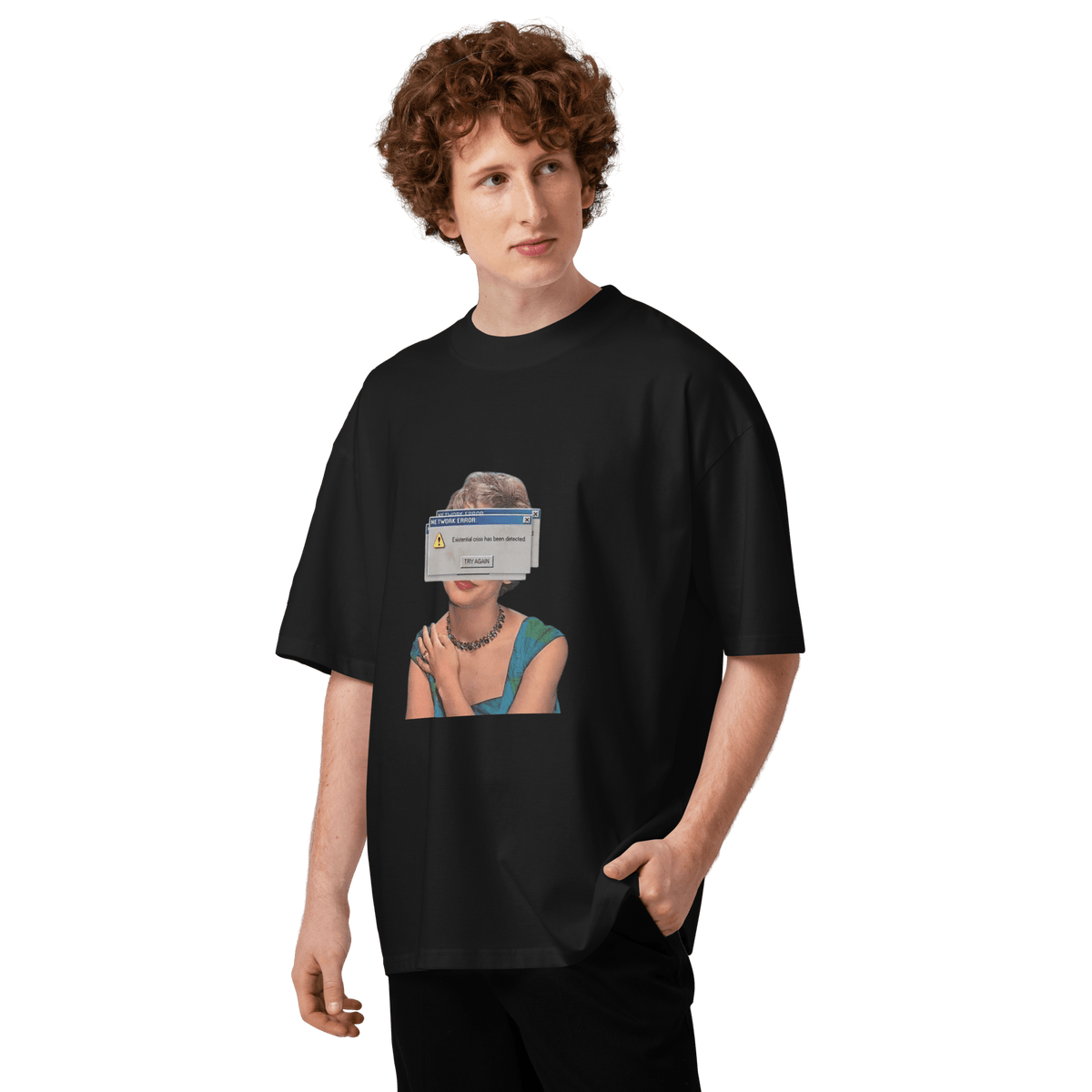 Try Again - Existential Crisis Unisex organic oversized high neck t-shirt - Propaganda Department