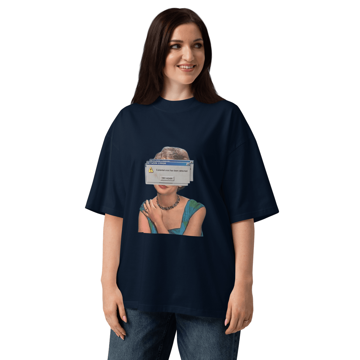 Try Again - Existential Crisis Unisex organic oversized high neck t-shirt - Propaganda Department