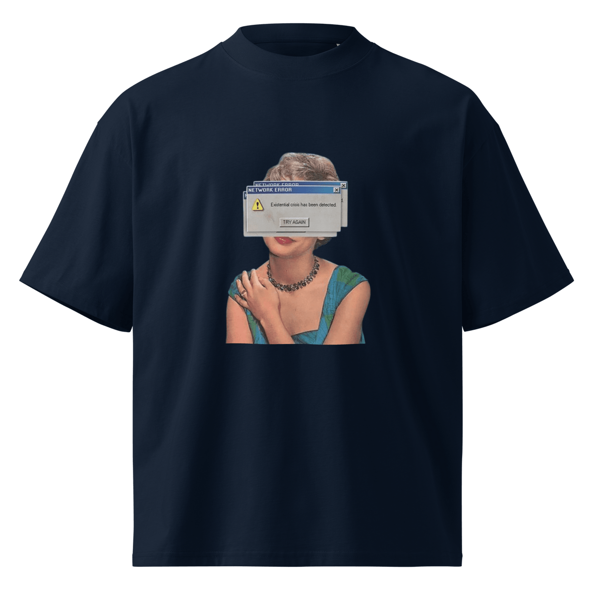 Try Again - Existential Crisis Unisex organic oversized high neck t-shirt - Propaganda Department