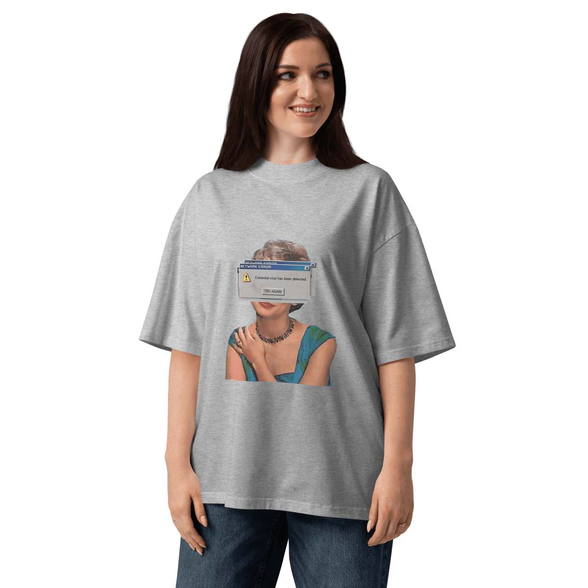 Try Again - Existential Crisis Unisex organic oversized high neck t-shirt - Propaganda Department