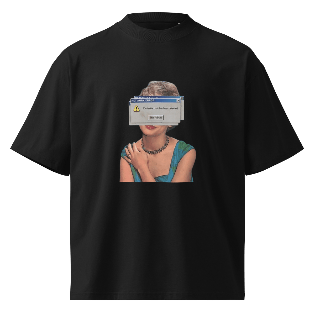 Try Again - Existential Crisis Unisex organic oversized high neck t-shirt - Propaganda Department