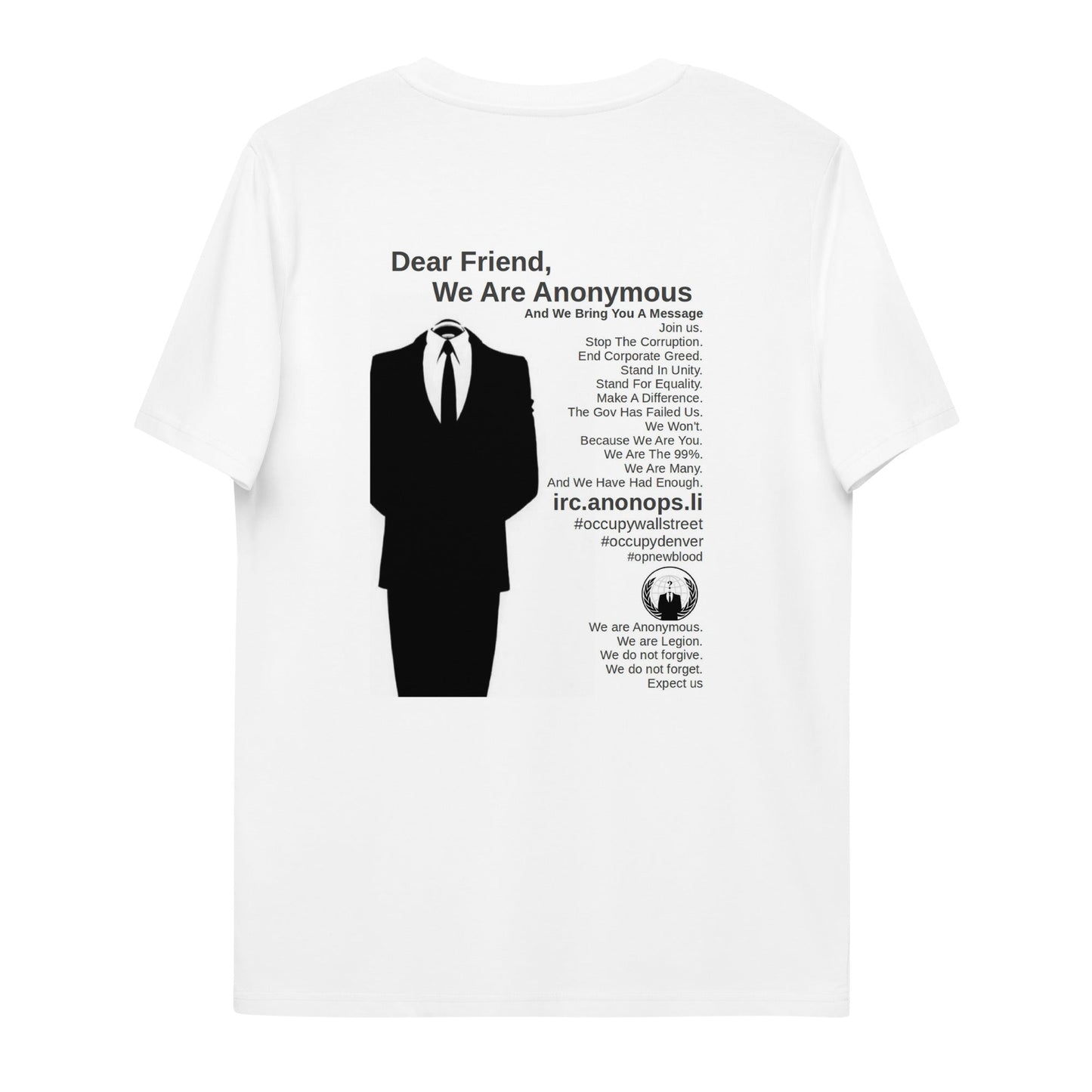 Anonymous 'For a Better World' - Unisex organic cotton t-shirt - Propaganda Department