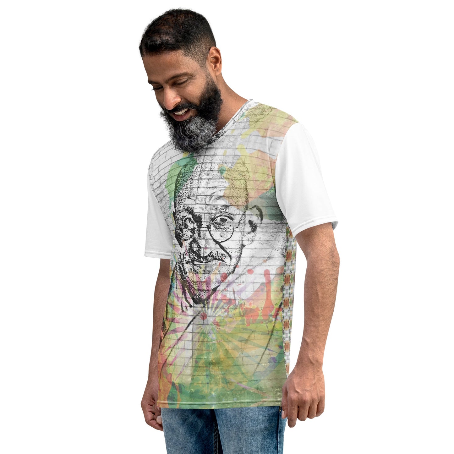 Mahatma Gandhi All - Over Print Men's Crew Neck T-Shirt - Propaganda Department