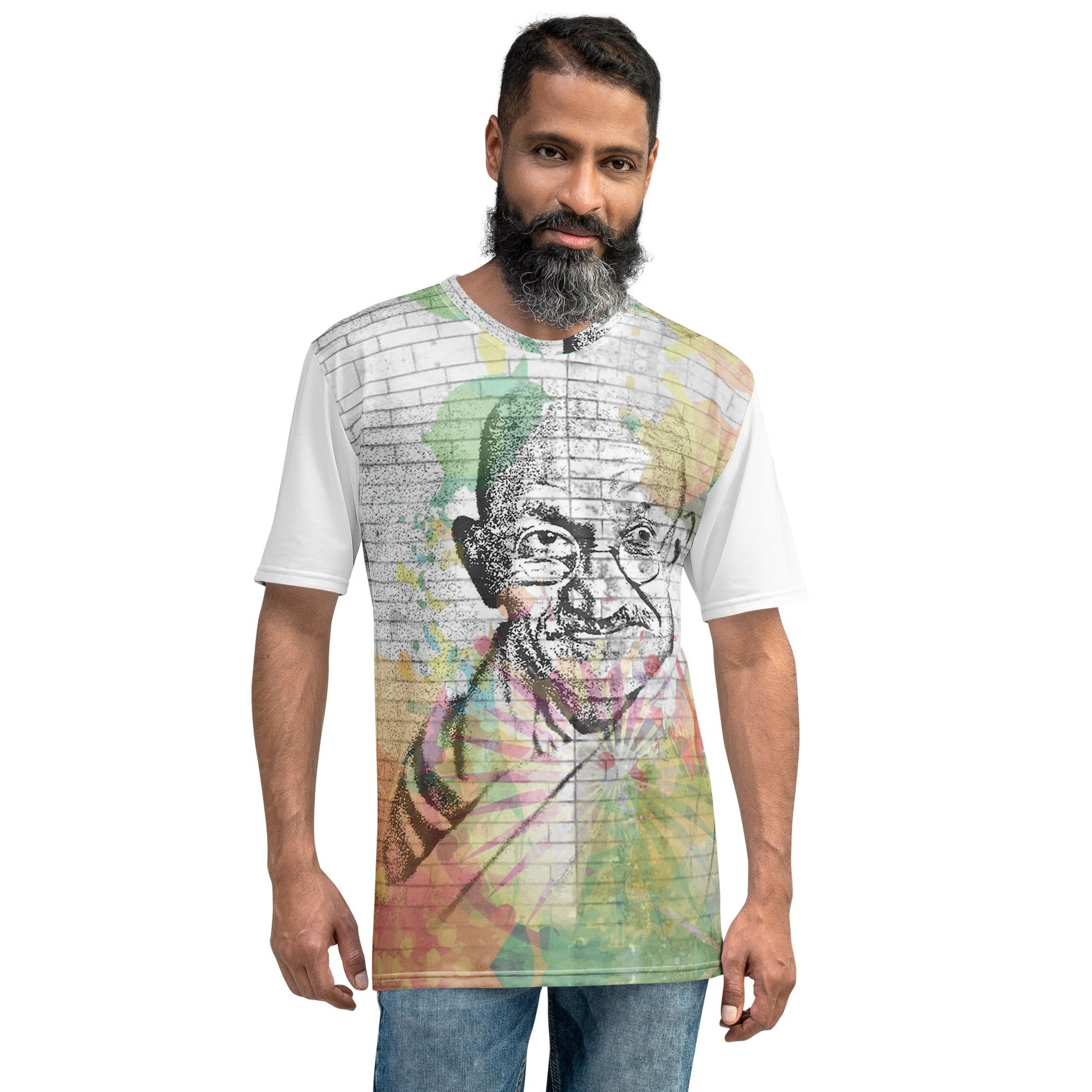 Mahatma Gandhi All - Over Print Men's Crew Neck T-Shirt - Propaganda Department