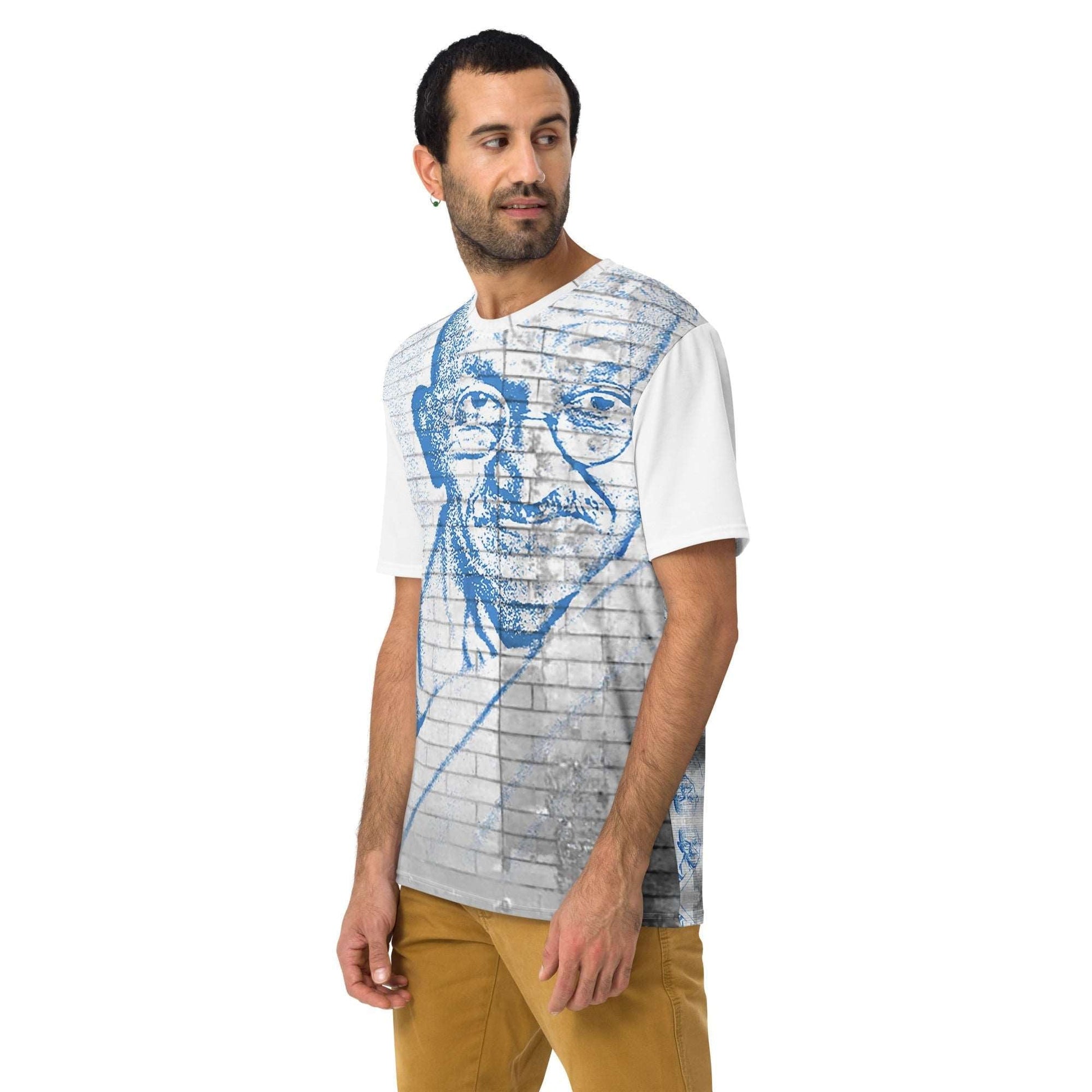 Mahatma Gandhi all-over print men's t-shirt, nonviolent resistance activist fashion, Pen vs Sword