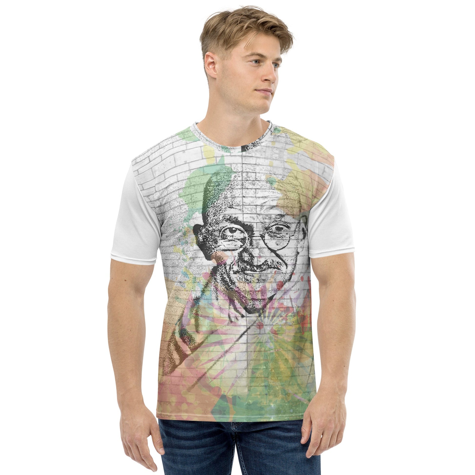 Mahatma Gandhi All - Over Print Men's Crew Neck T-Shirt - Propaganda Department