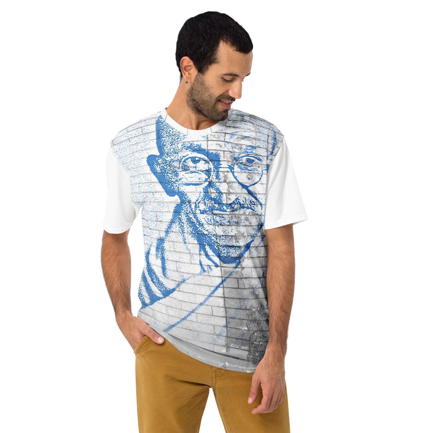 Mahatma Gandhi all-over print men's t-shirt, nonviolent resistance activist fashion, Pen vs Sword