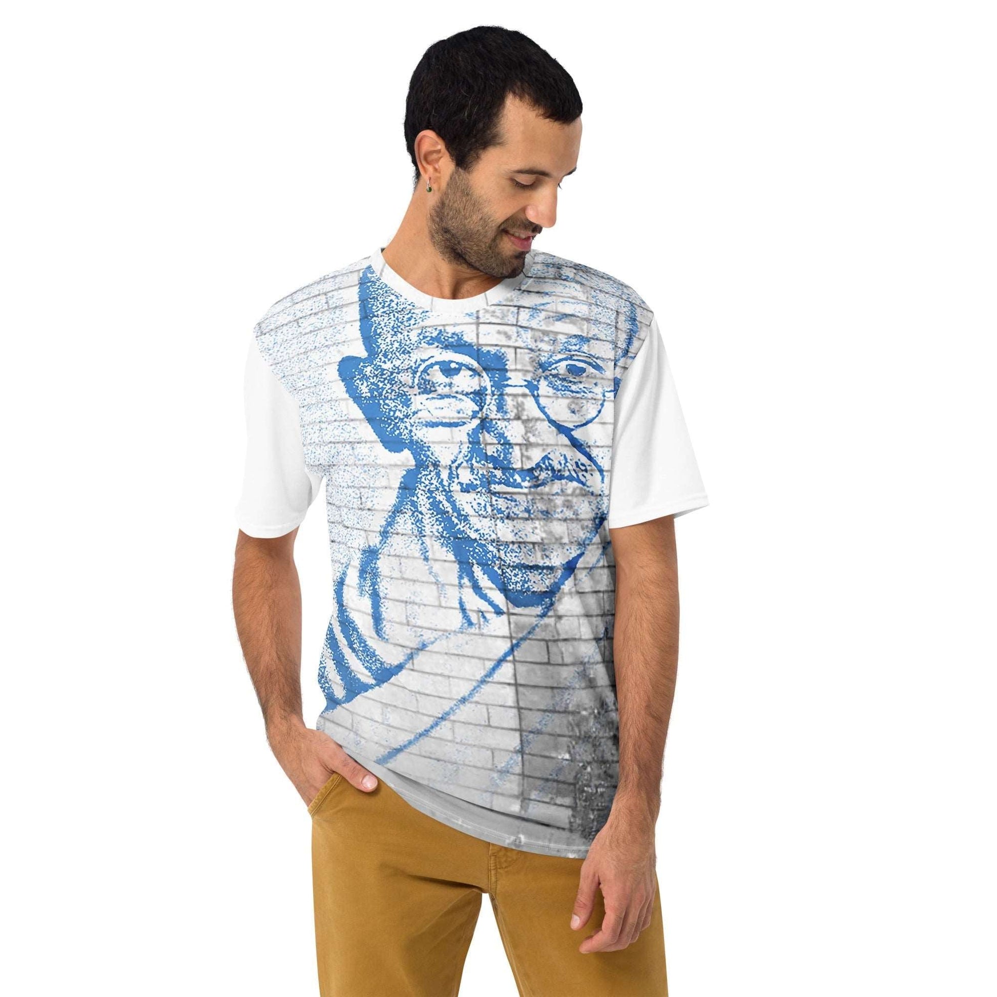 Mahatma Gandhi all-over print men's t-shirt, nonviolent resistance activist fashion, Pen vs Sword