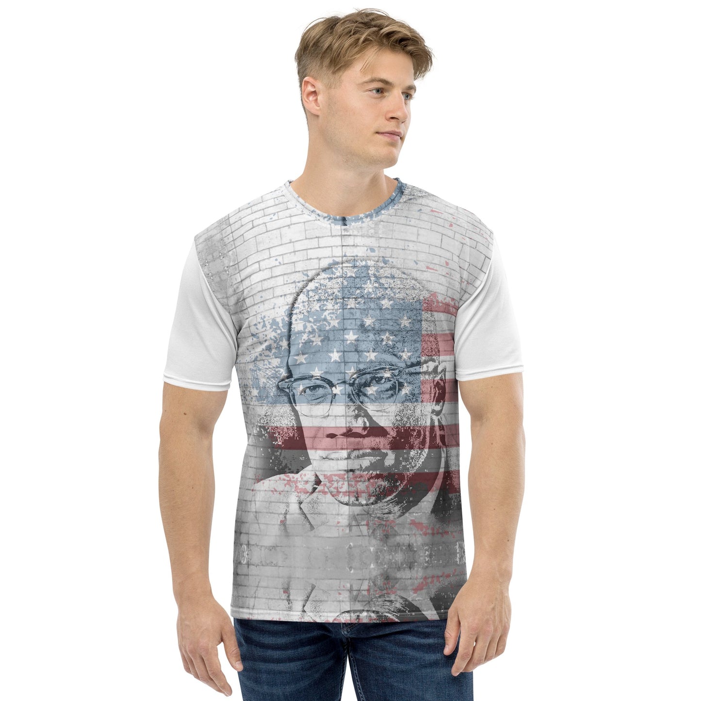 Malcolm X All - Over Print Men's Crew Neck T-Shirt - Propaganda Department