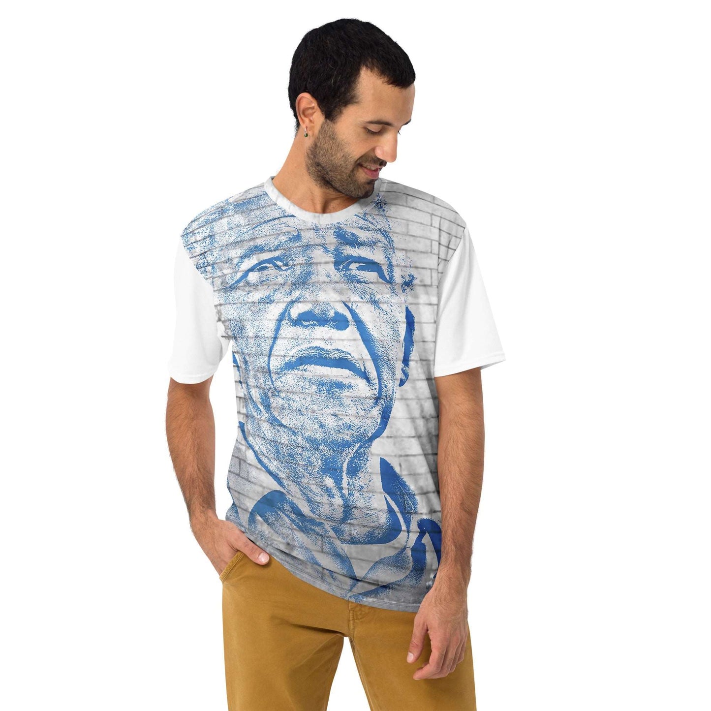 Nelson Mandela : All - Over Print Men's Crew Neck T-Shirt - Propaganda Department