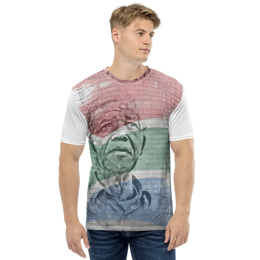 Nelson Mandela all-over print men's t-shirt, anti-apartheid leader activist fashion, Pen vs Sword